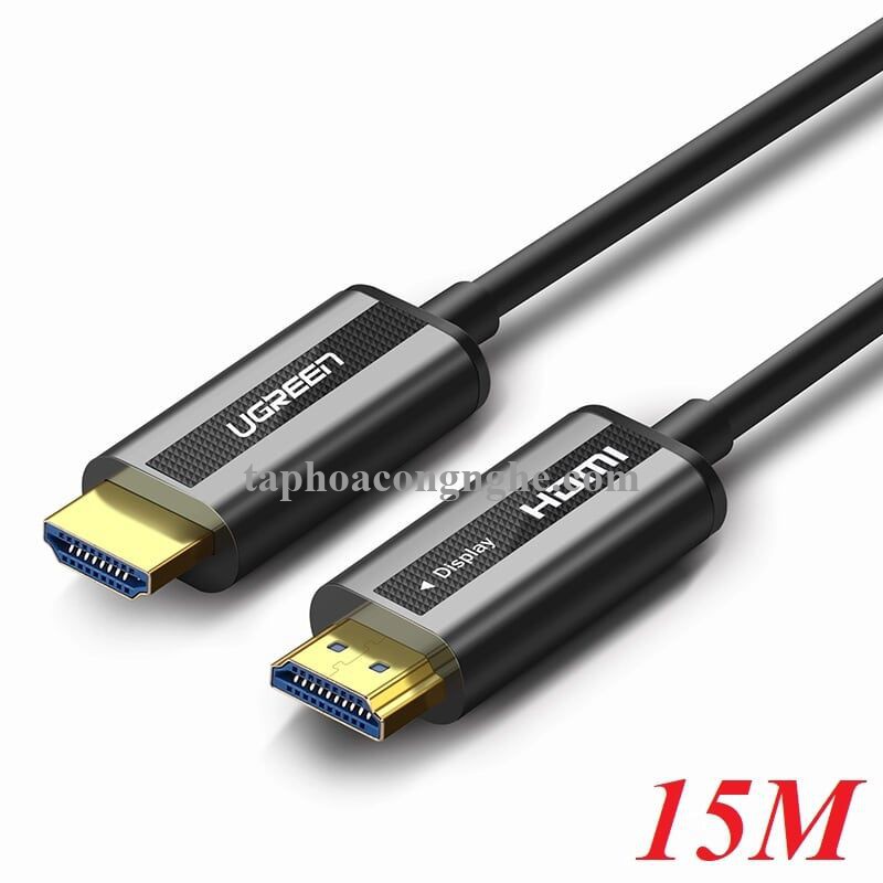 Ugreen 50215 15M màu Đen Cáp tín hiệu HDMI chuẩn 2.0 sợi quang cao cấp HD132 30050215